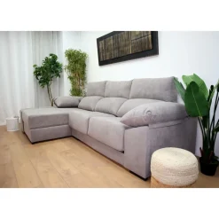 Sofá 3 plazas más Chaiselongue Izquierda Tapizada en Tela Modelo 1300