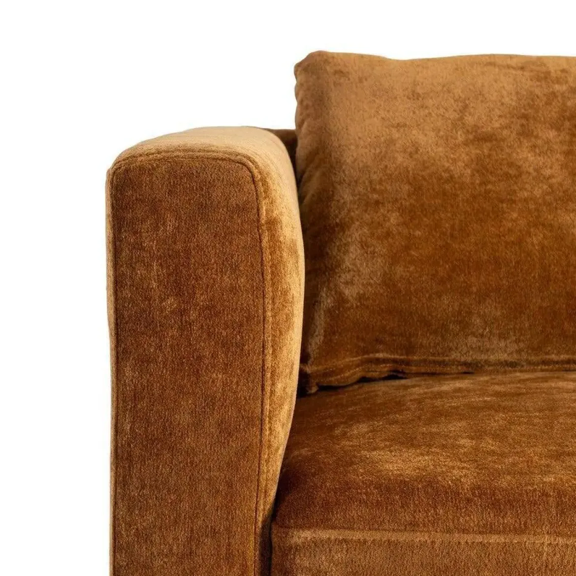 Sofá 2 Plazas Ocre Tejido en Poliéster con Patas de Madera 165 cm 615448