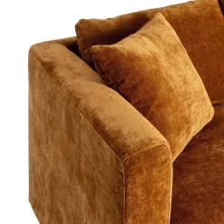 Sofá 2 Plazas Ocre Tejido en Poliéster con Patas de Madera 165 cm 615448