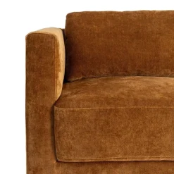Sofá 3 Plazas Ocre Tejido en Poliéster con Patas de Madera 210 cm 615449