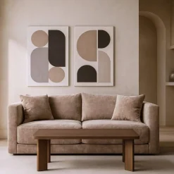 Sofá 3 Plazas Taupe Tejido en Poliéster con Patas de Madera 210 cm 615447
