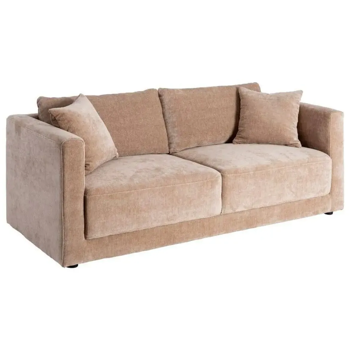 Sofá 3 Plazas Taupe Tejido en Poliéster con Patas de Madera 210 cm 615447