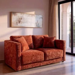 Sofá 2 Plazas Teja Tejido en Poliéster con Patas de Madera 165 cm 615450