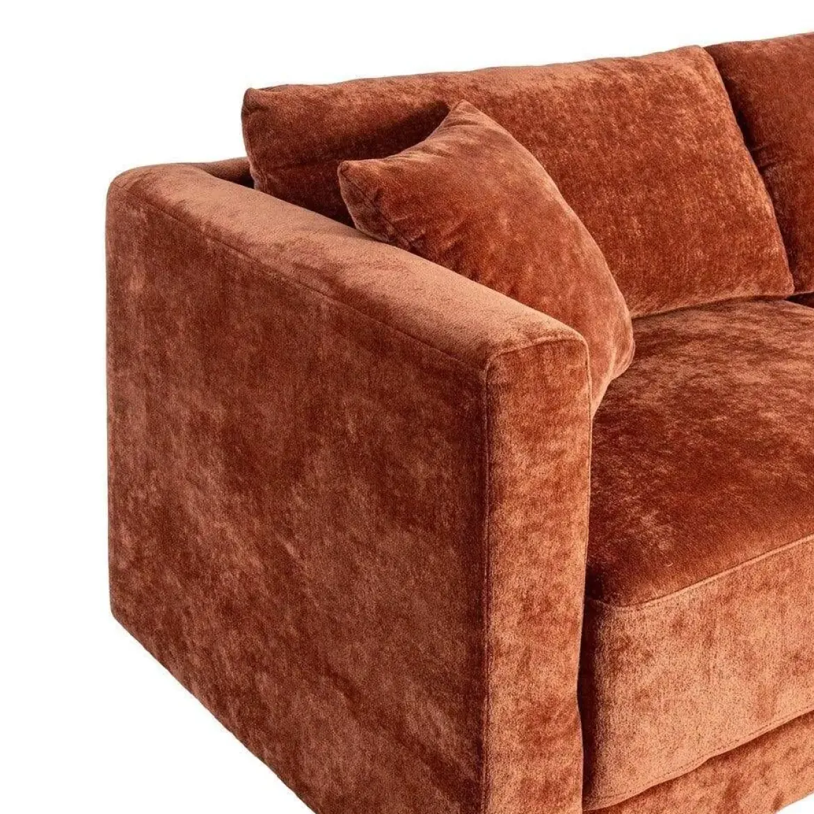 Sofá 3 Plazas Teja Tejido en Poliéster con Patas de Madera 210 cm 615451