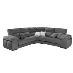Sofá Rinconera Izquierda de Tela con 4 Puff de 256x256 cm Modelo SUPRA