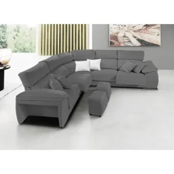 Sofá Rinconera Izquierda de Tela con 4 Puff de 256x256 cm Modelo SUPRA