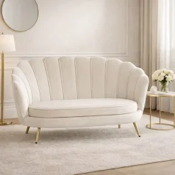Sofá Tapizado en Poliéster Crema MB-220926