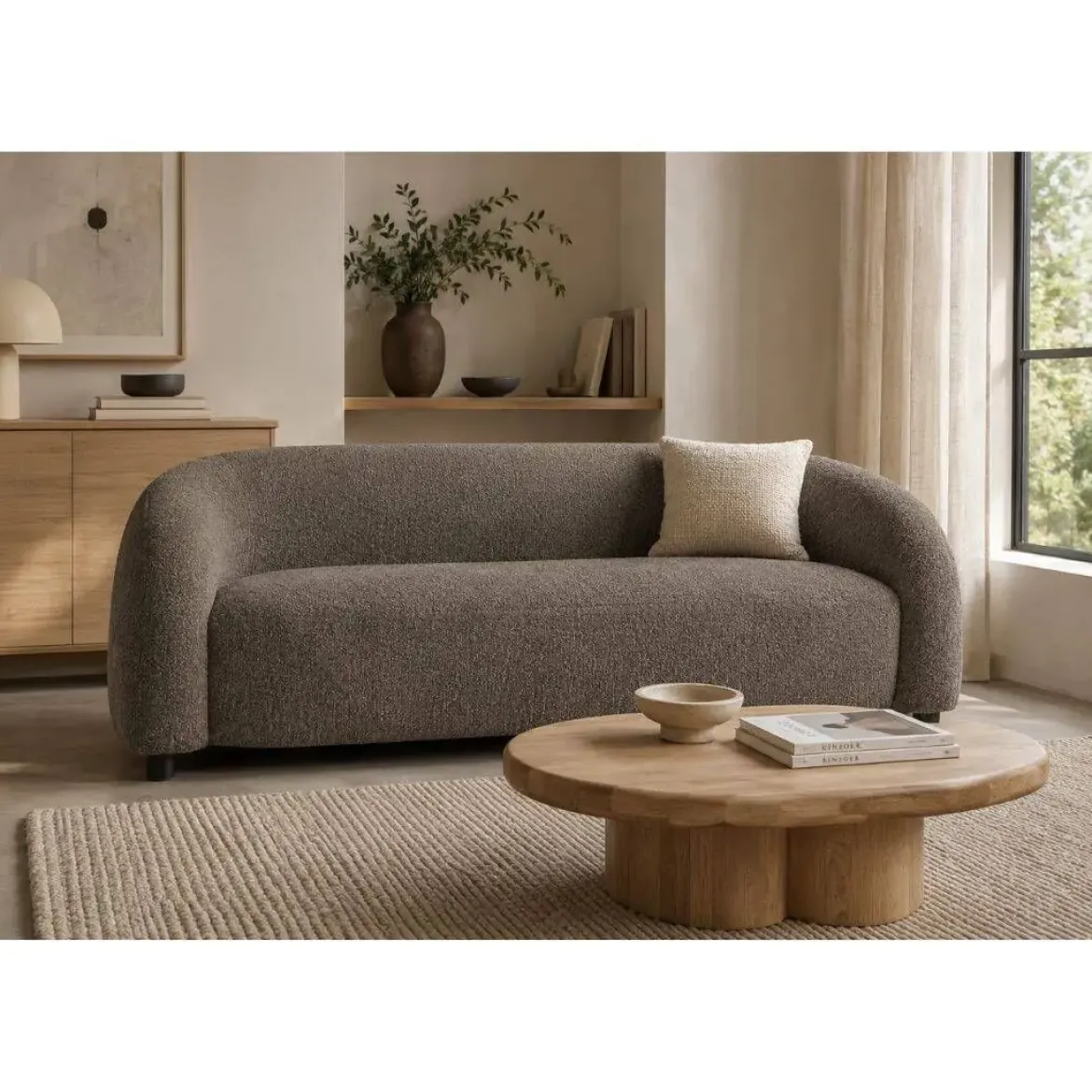 Sofá Tapizado en Poliéster Gris Oscuro 200 cm MB-226307