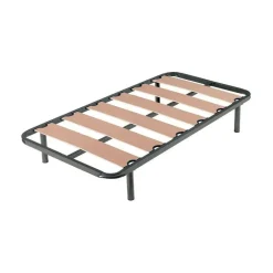Somier 90 cm con Láminas de Madera y Tubo Acerado Acabado Gris HERMES