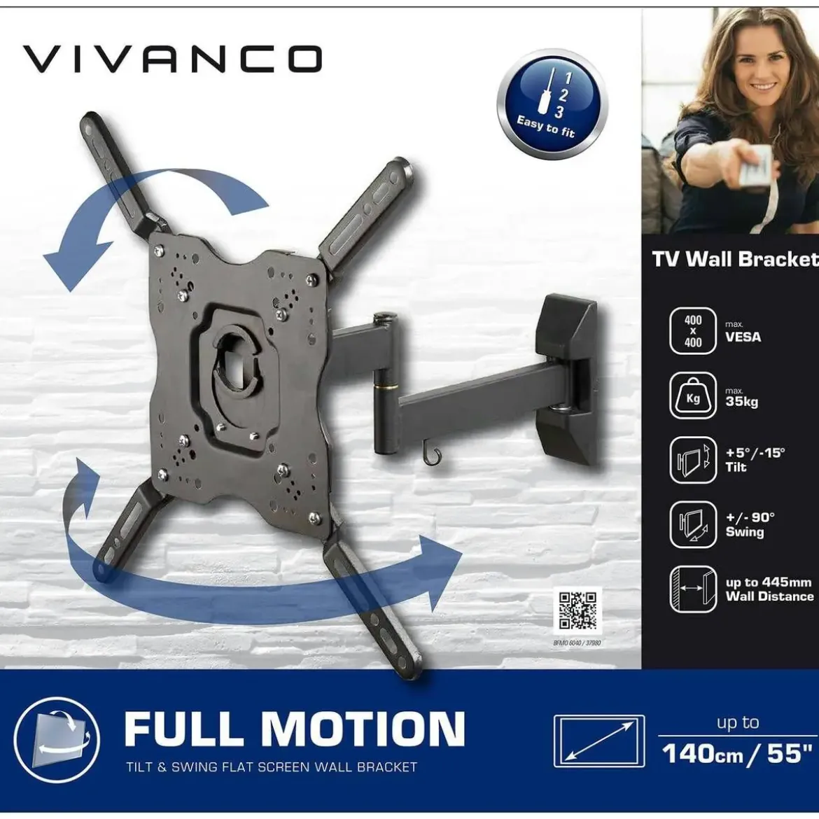 Soporte de TV Doble Brazo 55” Acero SBS VVTVFMOR55INCH35KG
