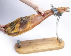 Soporte Jamonero en Madera de Bambú Plegable y Giratorio