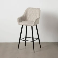 Taburete Alto Beige/Negro de Tejido/Hierro CONTRACT 612590