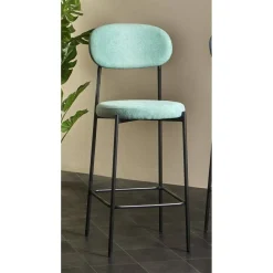Taburete Alto con Asiento Tapizado en Turquesa MAUI 30-151
