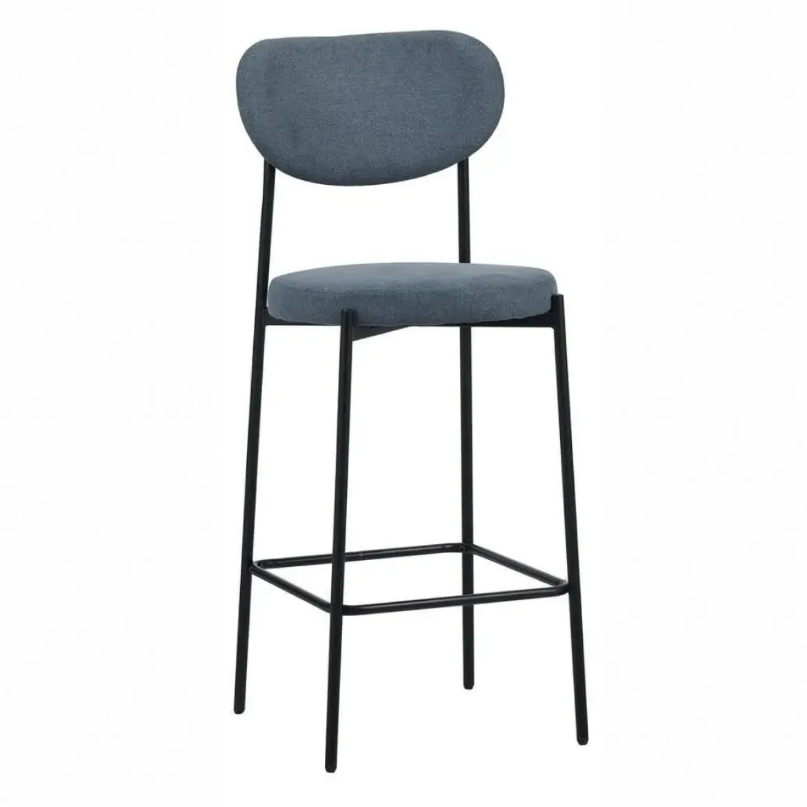 Taburete Alto con Asiento Tapizado en Azul MAUI 30-152