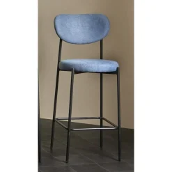 Taburete Alto con Asiento Tapizado en Azul MAUI 30-152