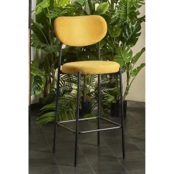 Taburete Alto con Asiento Tapizado en Mostaza MAUI 30-150