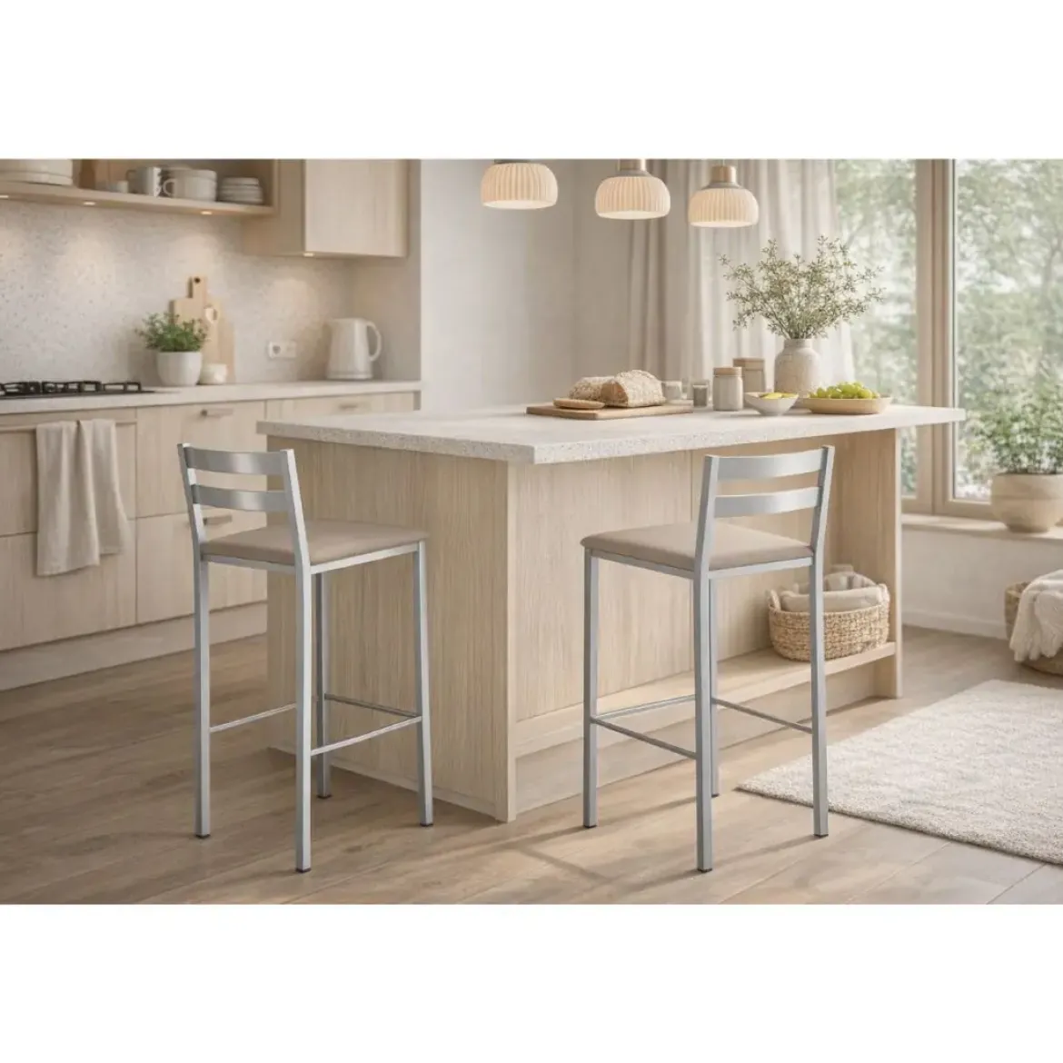 Taburete Alto con Reposapiés de Aluminio 797/AL