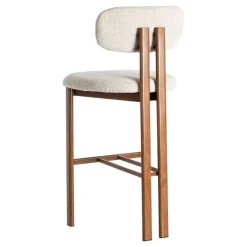 Taburete Alto de Cocina Beige con Base Madera 614632