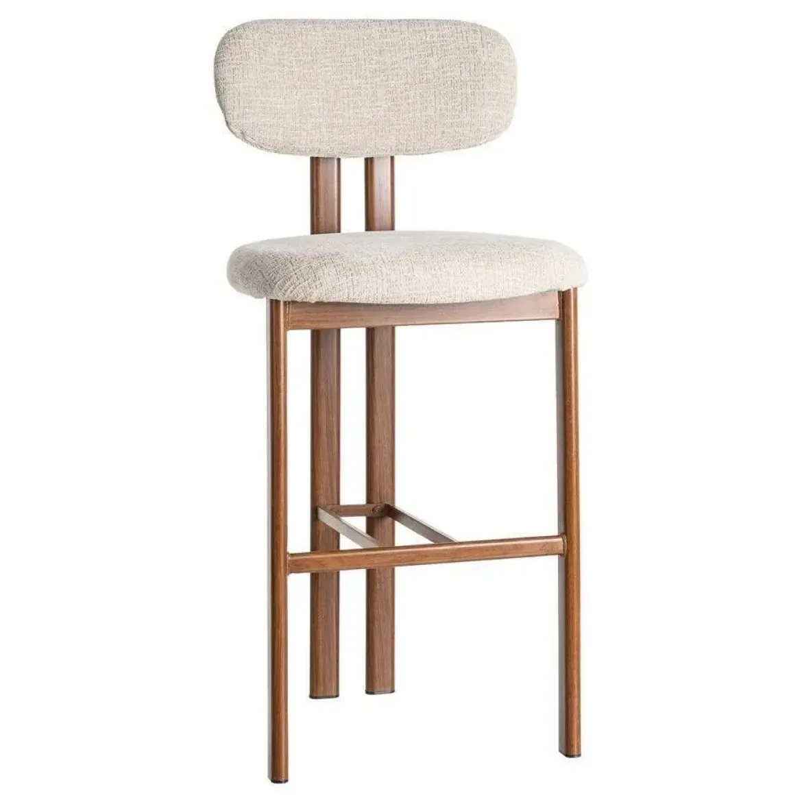 Taburete Alto de Cocina Beige con Base Madera 614632