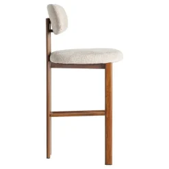 Taburete Alto de Cocina Beige con Base Madera 614632