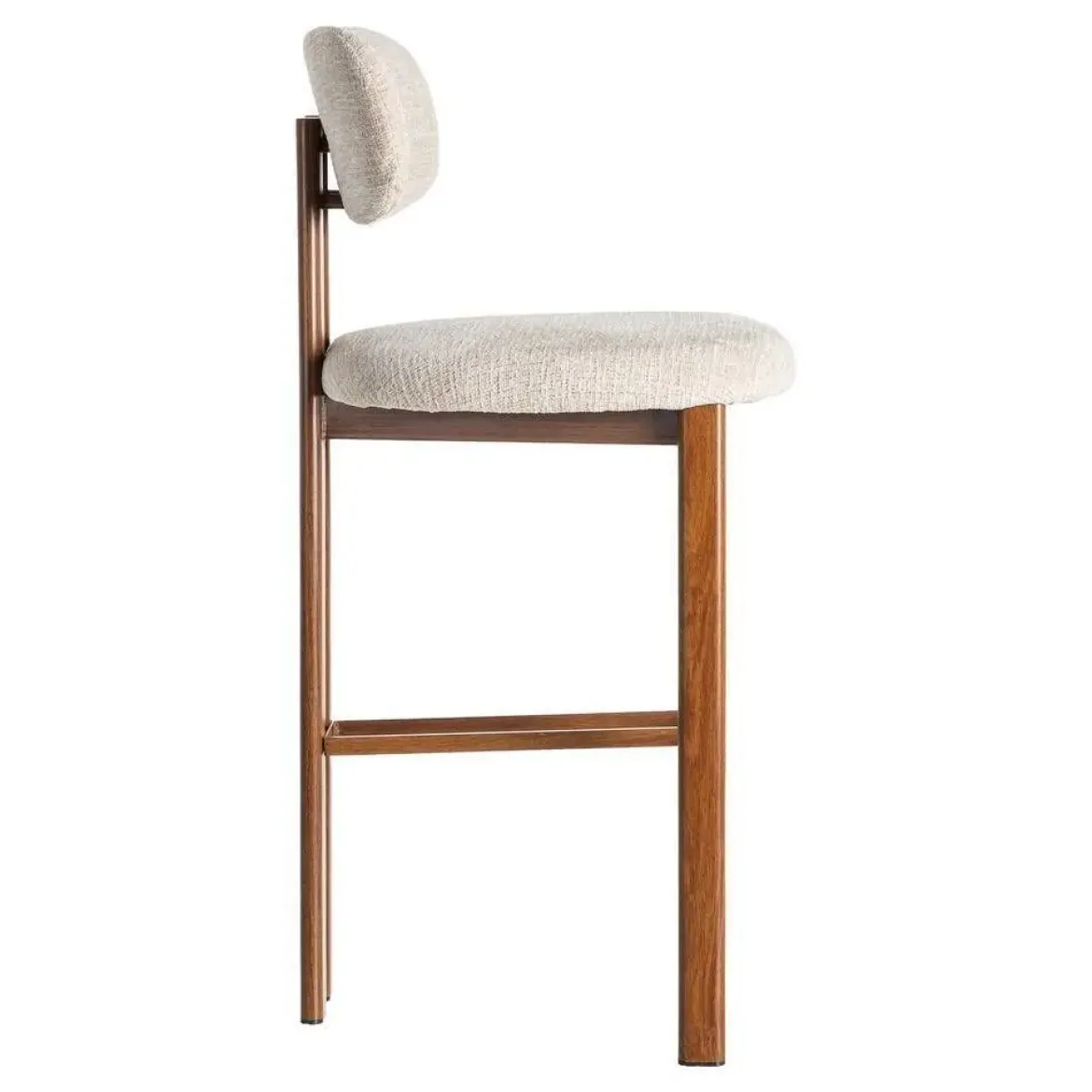 Taburete Alto de Cocina Beige con Base Madera 614632