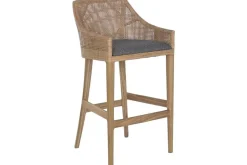 Taburete Alto de Ratán y Madera de Mindi GrisMB-228500