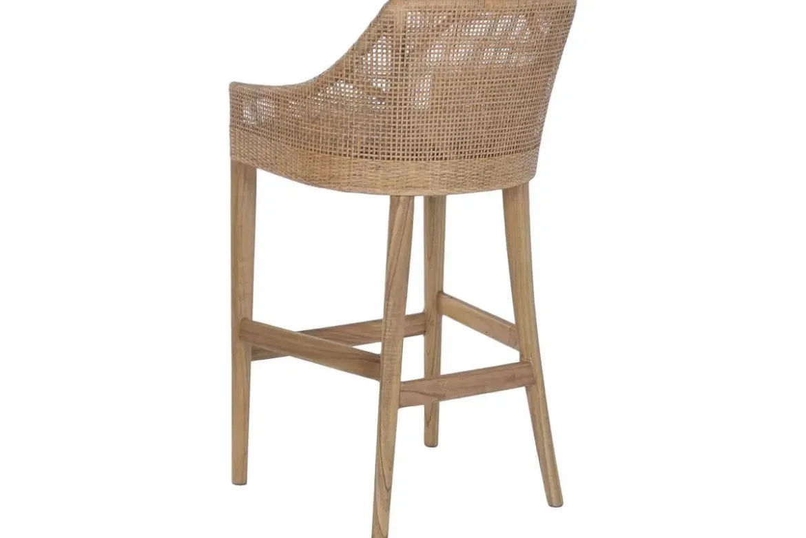 Taburete Alto de Ratán y Madera de Mindi GrisMB-228500