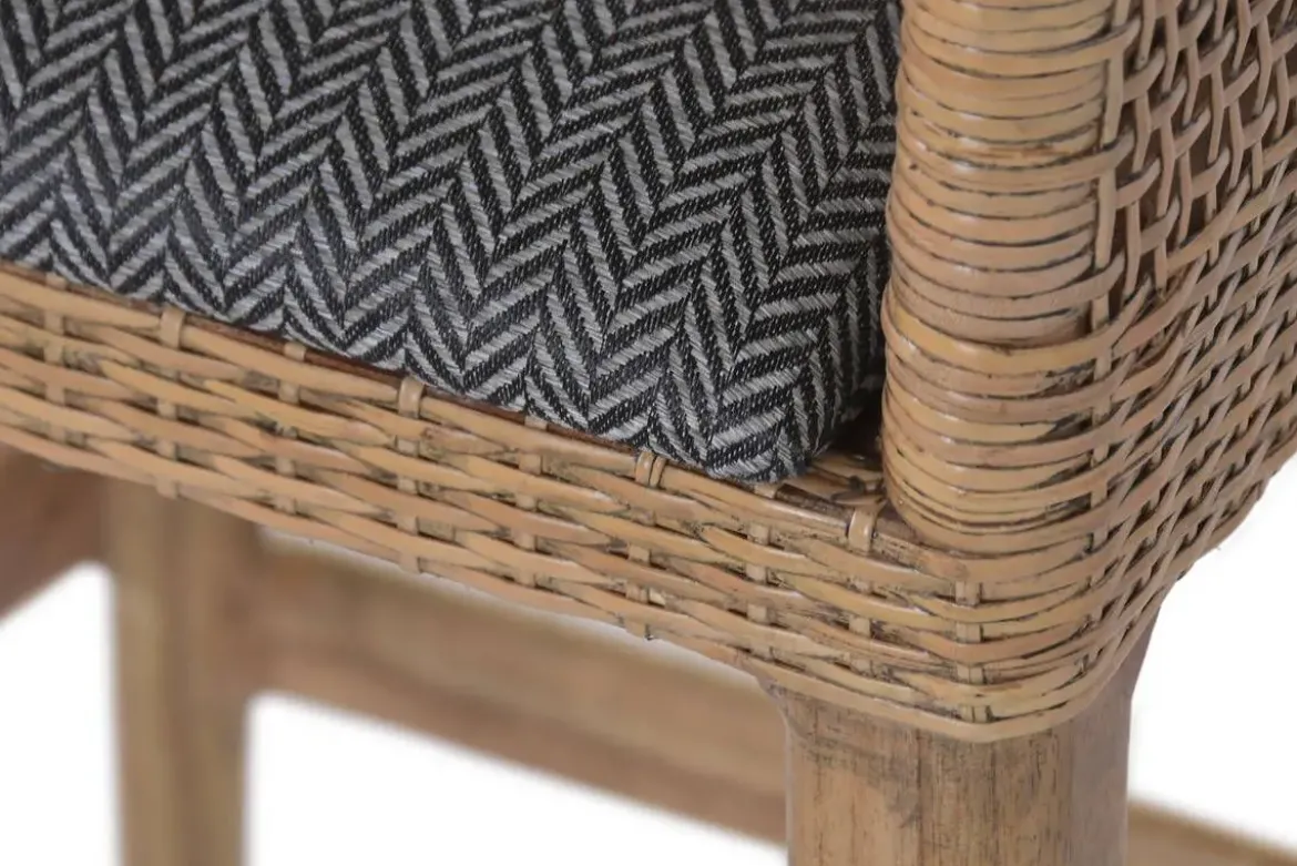 Taburete Alto de Ratán y Madera de Mindi GrisMB-228500