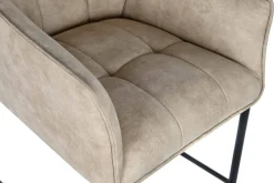 Taburete Alto en Símil Piel con Estructura Metálica Beige MB-207831