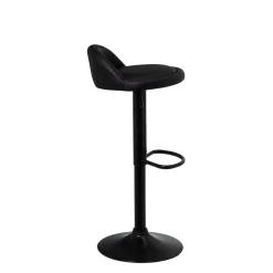 Taburete Alto Regulable de Cuero Sintético Negro 805401