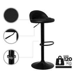 Taburete Alto Regulable de Cuero Sintético Negro 805401