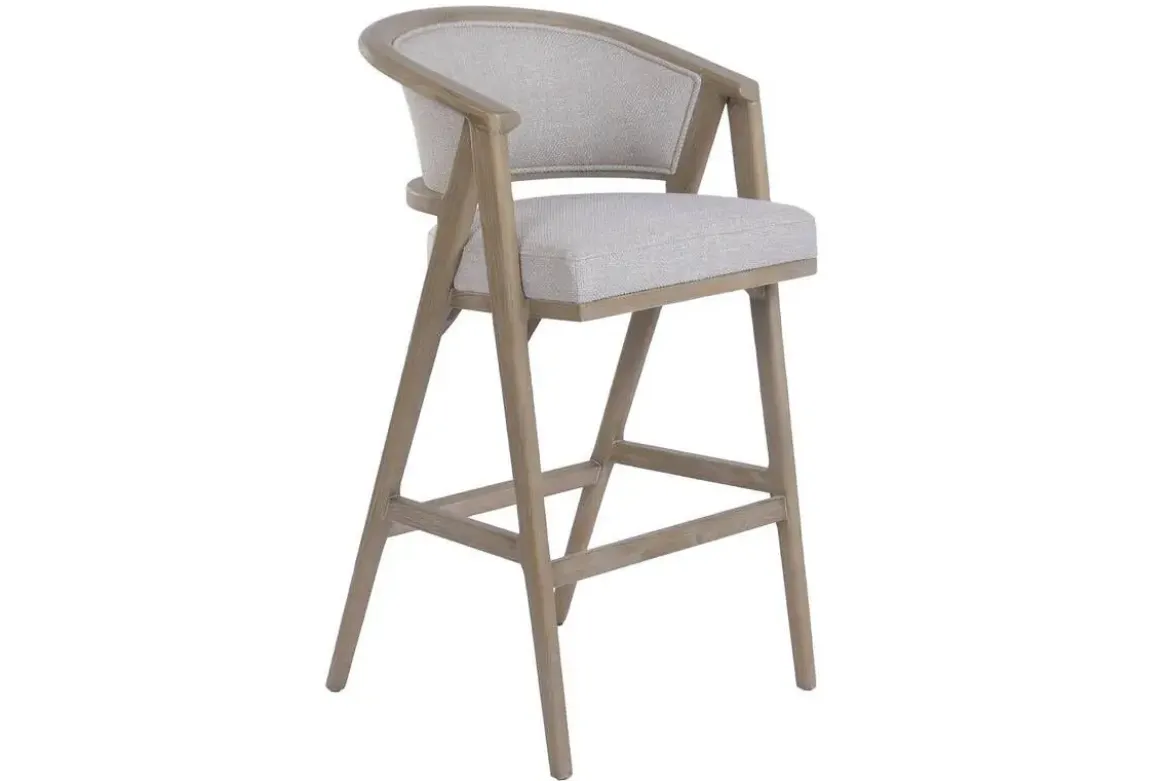 Taburete Alto Tapizado en Poliéster y Madera de Fresno MB-225985