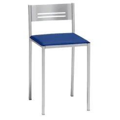 Taburete Bajo con Respaldo y Asiento Tapizado de Aluminio 833/AL
