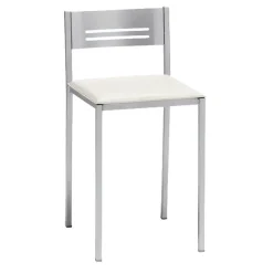 Taburete Bajo con Respaldo y Asiento Tapizado de Aluminio 833/AL