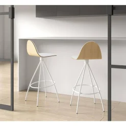 Taburete de Bar con Asiento Vinílico y Patas Blancas PETRIS