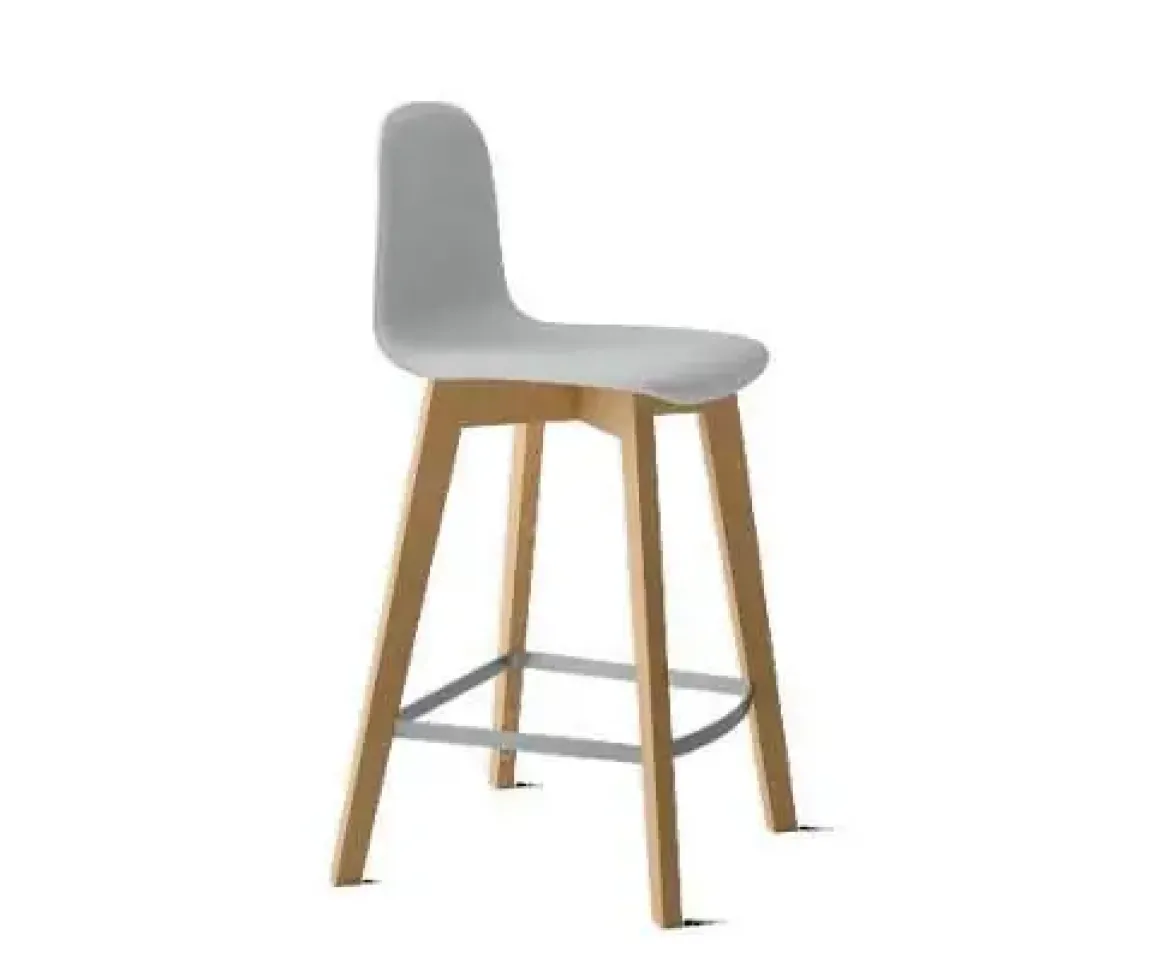 Taburete de 80 cm con Patas de Madera y Asiento Tapizado DOLCE