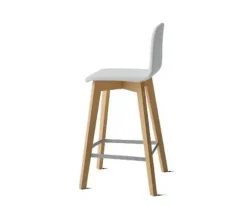 Taburete de 65 cm con Patas de Madera y Asiento Tapizado DOLCE