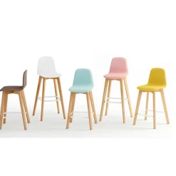 Taburete de 65 cm con Patas y Asiento de Madera de Haya DOLCE