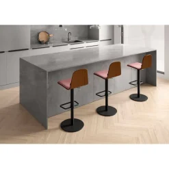 Taburete de Cocina con Asiento Tapizado y Base Redonda LEMON