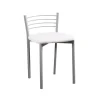 Taburete de Cocina con Estructura Metálica y Polipiel Blanco