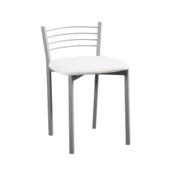 Taburete de Cocina con Estructura Metálica y Polipiel Blanco