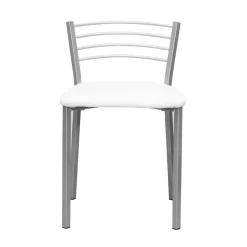 Taburete de Cocina con Estructura Metálica y Polipiel Blanco