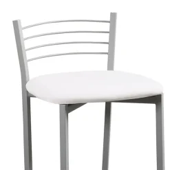 Taburete de Cocina con Estructura Metálica y Polipiel Blanco
