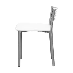 Taburete de Cocina con Estructura Metálica y Polipiel Blanco