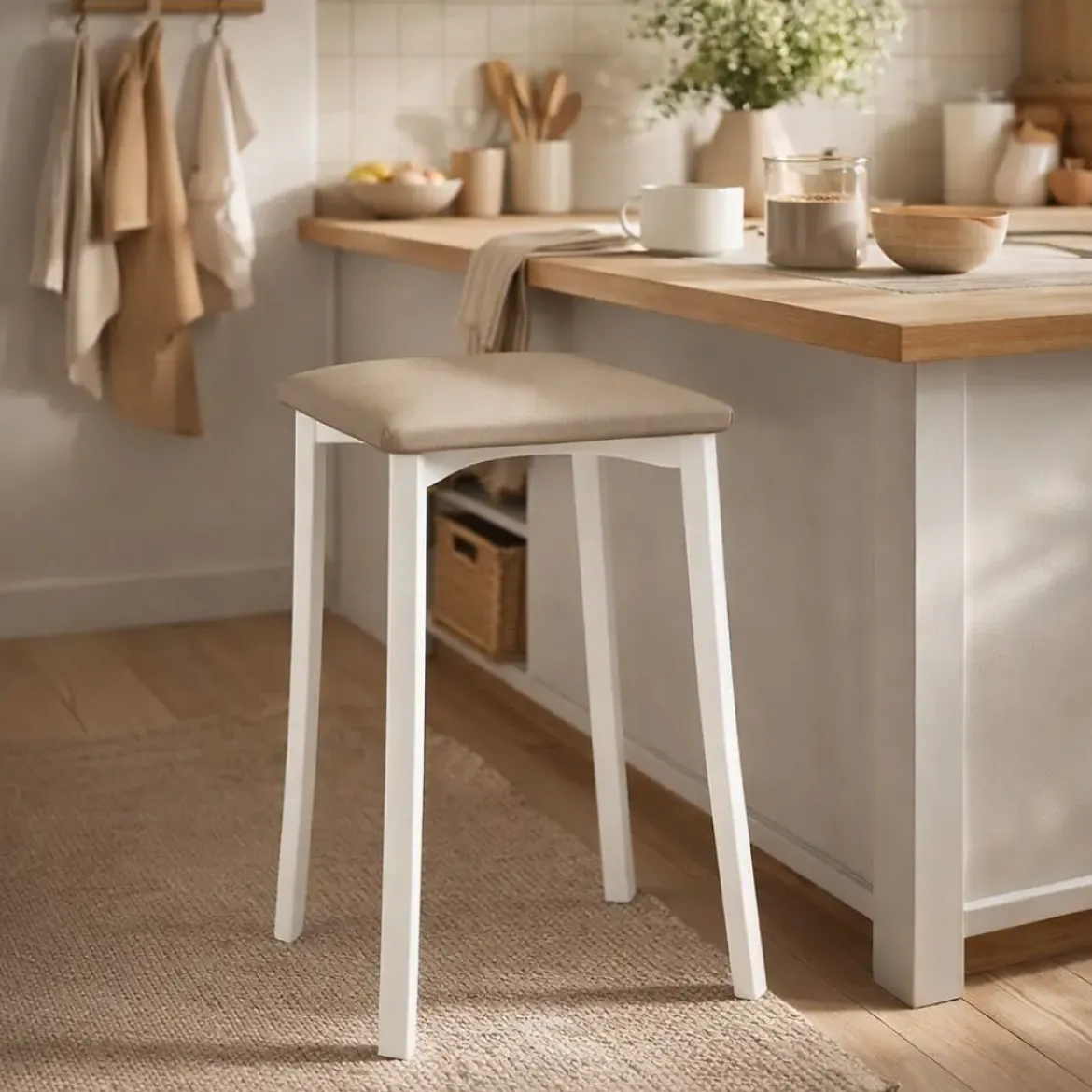 Taburete de Cocina con Estructura de Aluminio y Asiento Tapizado 823/BL