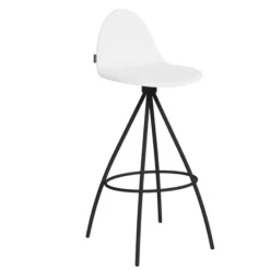 Taburete de Cocina con Respaldo y Asiento Tapizado PETRIS