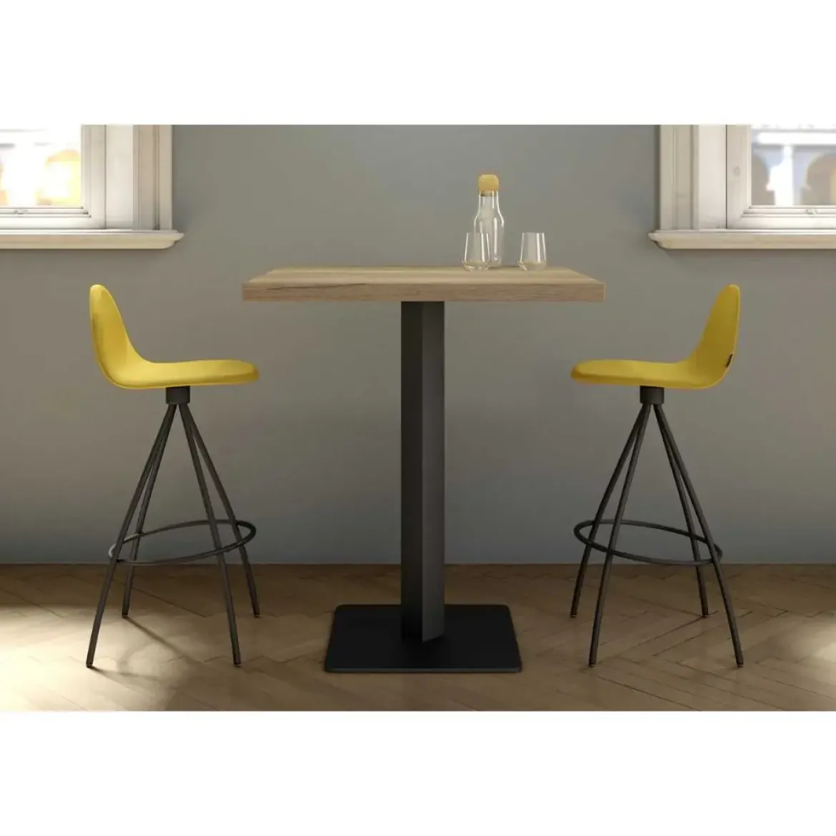 Taburete de Cocina con Respaldo y Asiento Tapizado PETRIS