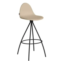 Taburete de Cocina con Respaldo y Asiento Tapizado PETRIS