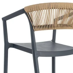 Taburete de Cocina Contract con Respaldo de Cuerda Poli Color Antracita 616273