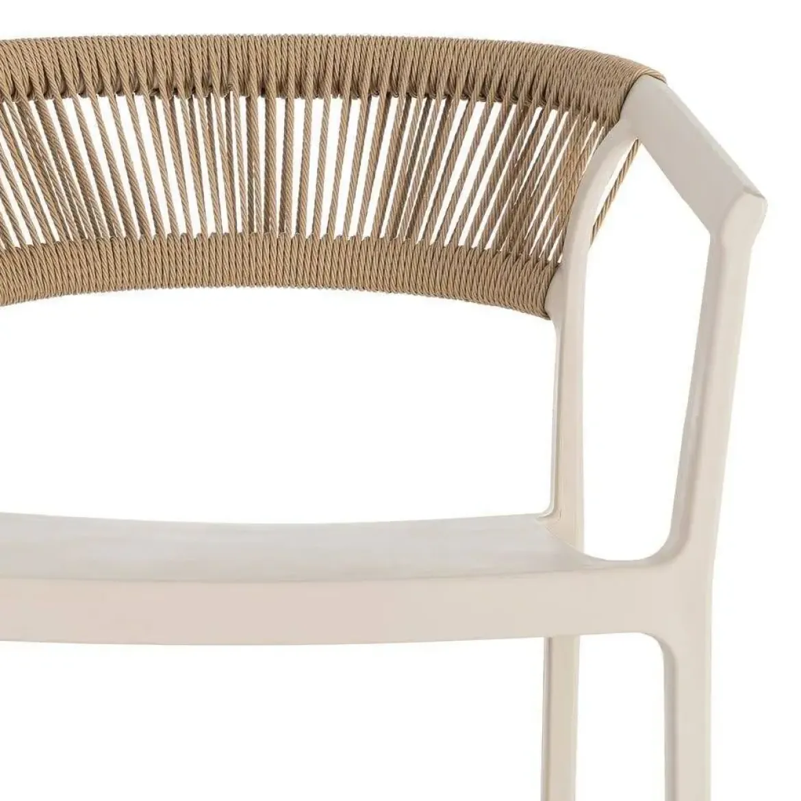 Taburete de Cocina Contract con Respaldo de Cuerda Poli Color Crema 616274